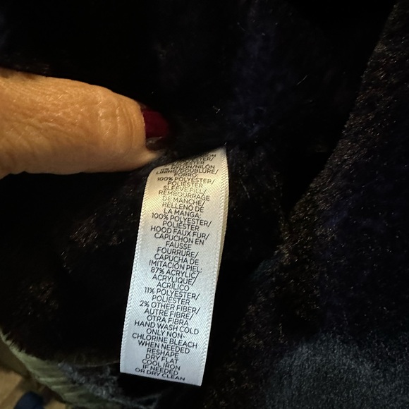 LOFT olive winter coat with faux fur - Picture 2 of 11